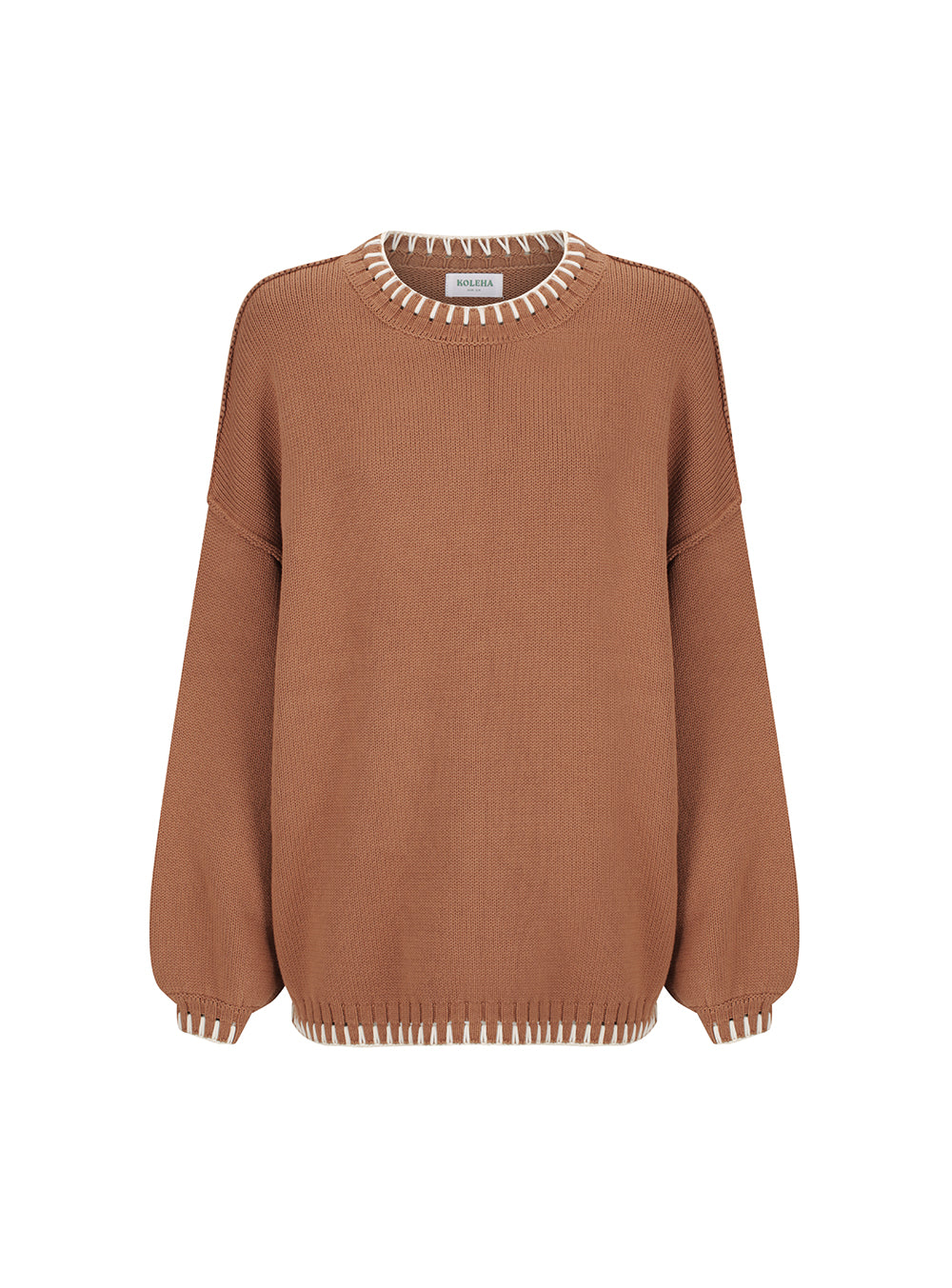 Mocha Stitched Knit Jumper