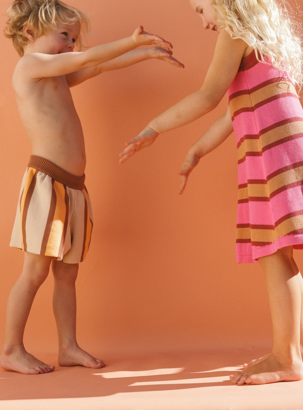 Peaches and Cream Stripe Knit Shorts