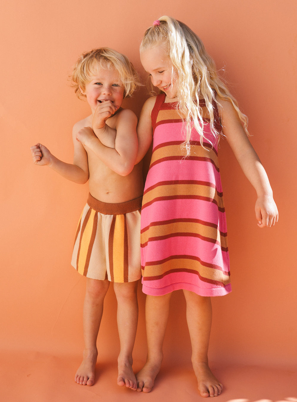 Peaches and Cream Stripe Knit Shorts